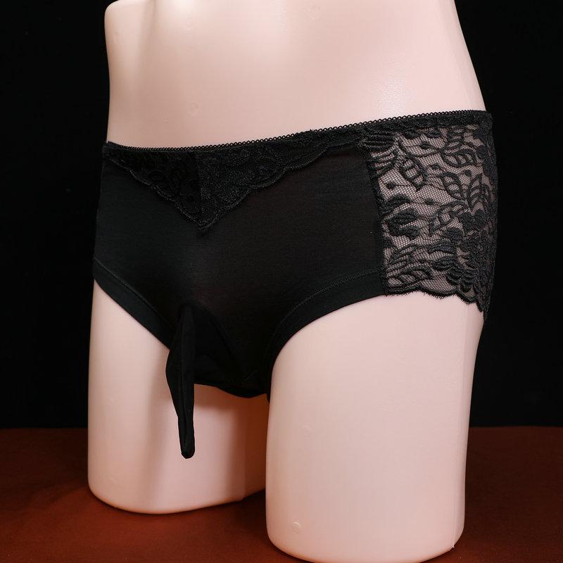 Men's lace underwear with jj cover, sexy sex stockings underwear, ultra-thin and breathable summer fully transparent briefs