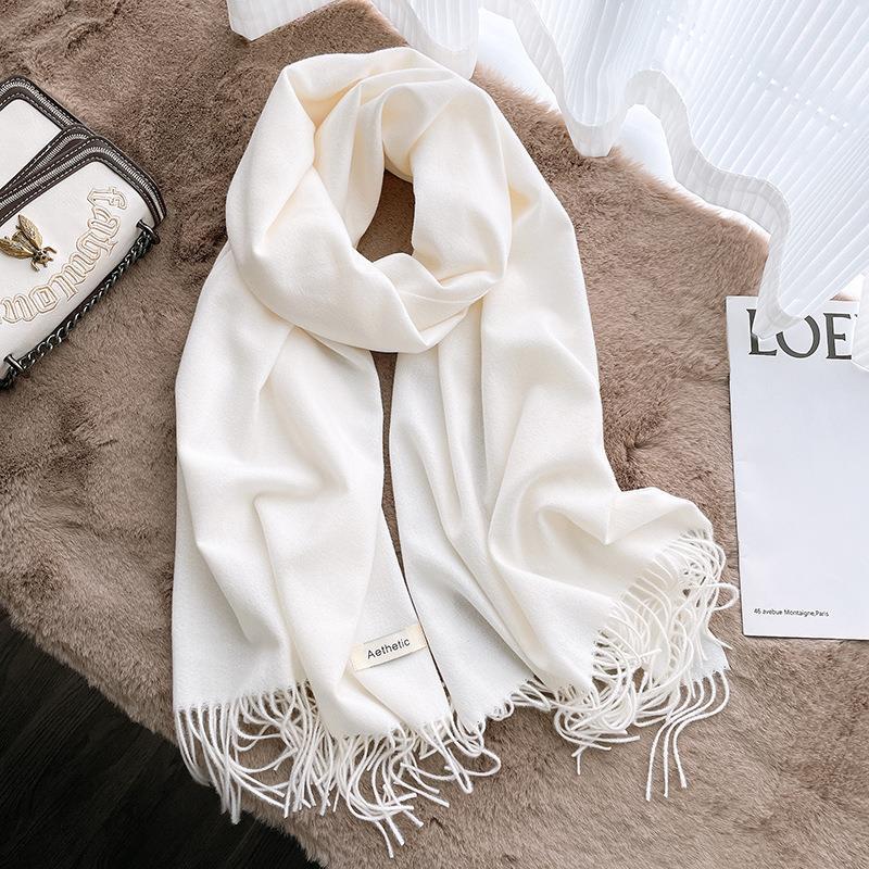 Solid color imitation cashmere scarf women's winter men's couple shawl dual-purpose warm long thickened