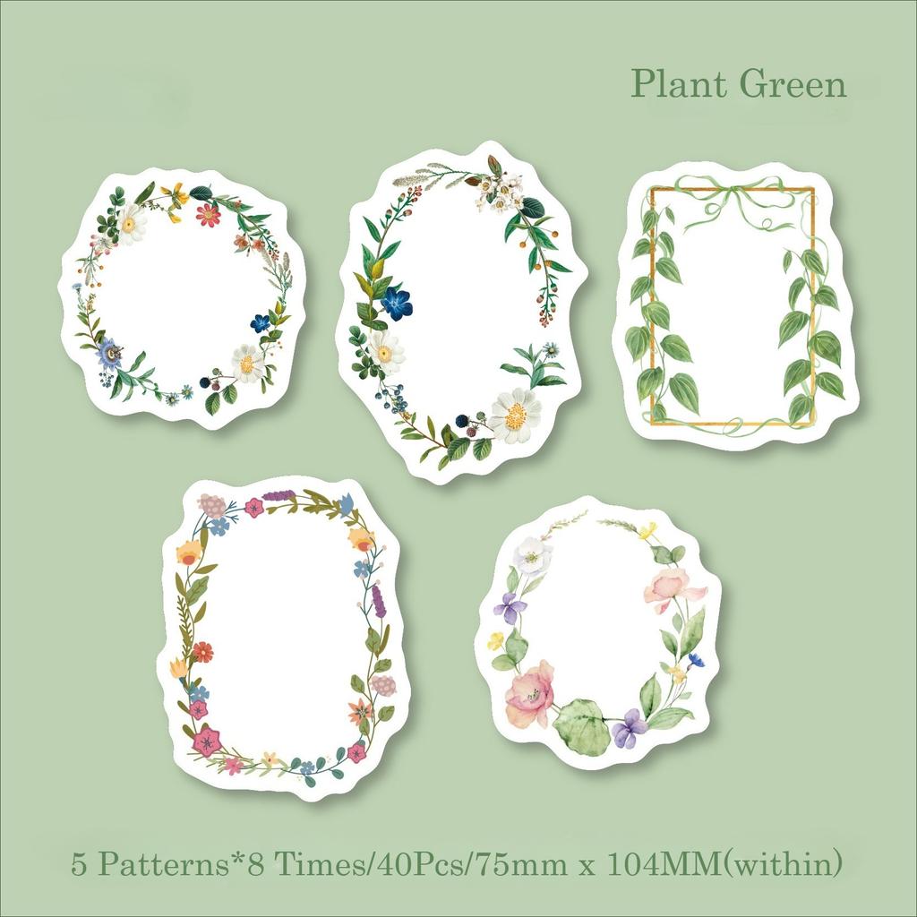 20/40Pcs Flower Series Vintage Flower Border Memo Pad Collage Scrapbook Material Paper Creative DIY Decoration Notes & Messages