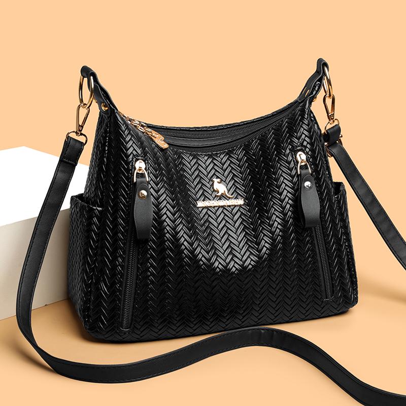Große Umhängetasche PU Crossbody Tasche Mehrschichtige Tasche Muttertasche
