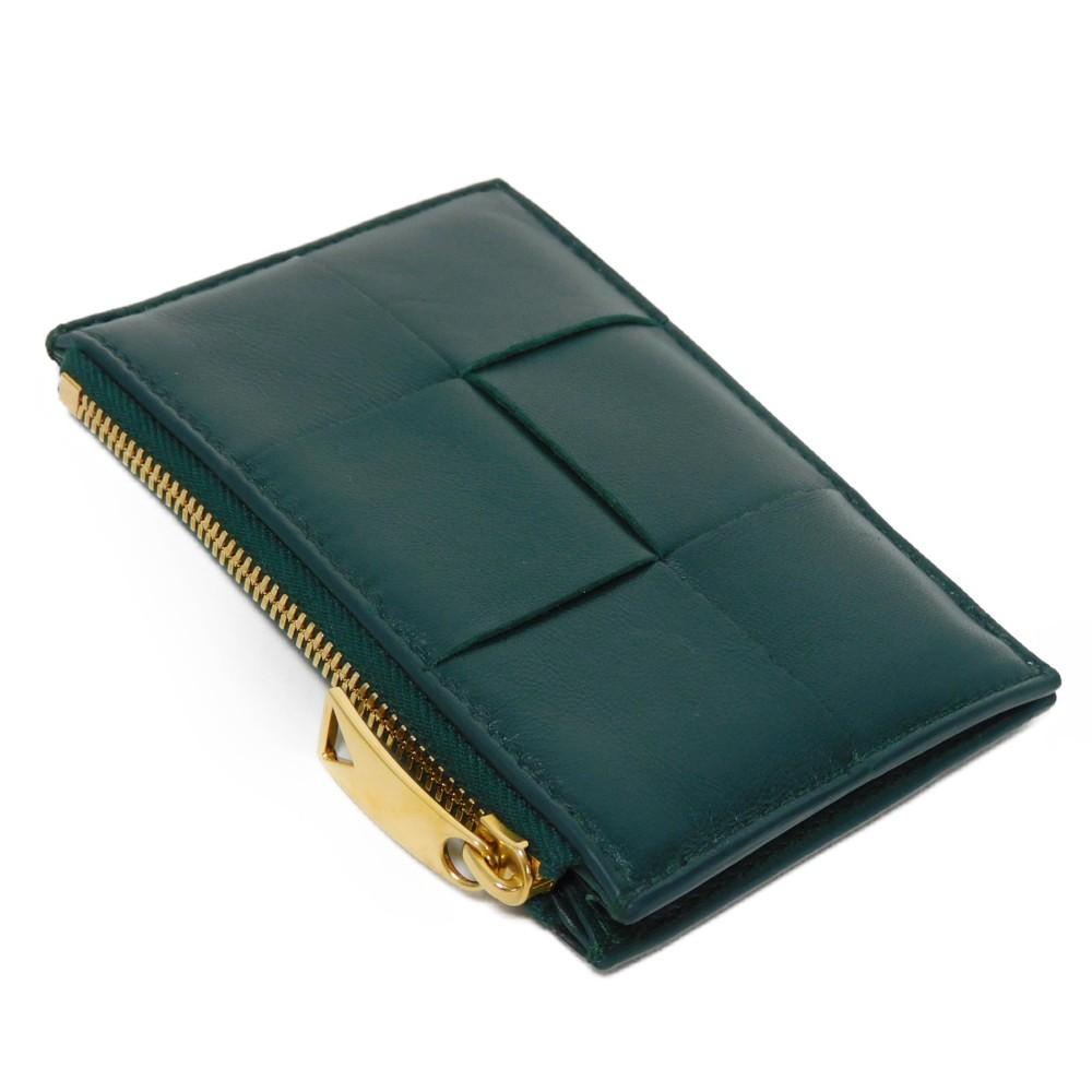 Used 11897 Cassette Card Case 765460 VCQC4 3049 7943 Current RFID IC Chip Maxi Intrecciato Emerald Green Unisex from