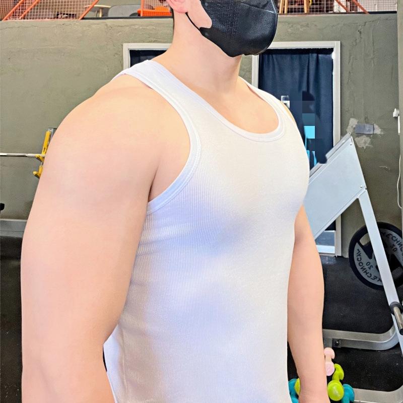 Men s Heavyweight Ribbed Cotton Muscle Tank Top XXXL (150-170 jin) белый