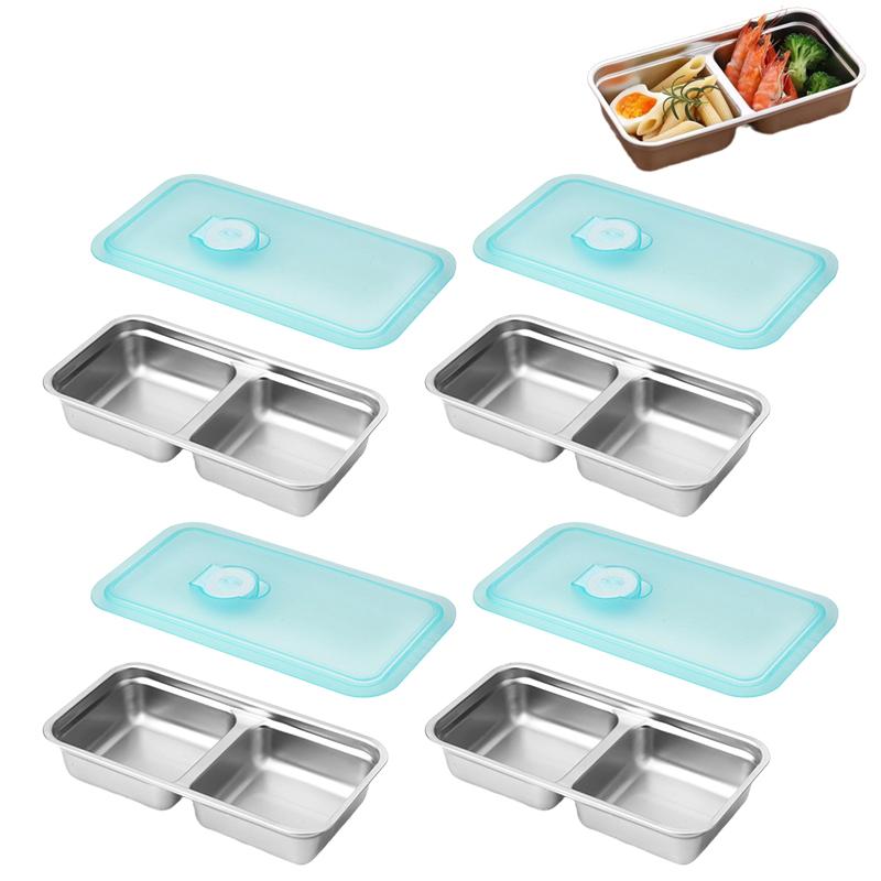 Grab And Go Snack Containers Reusable, Stainless Steel Double Compartment Snack Containers