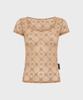 MARINE SERRE (W) Recycled Mesh Flock Open Neck Top Camel Recycled Mesh Flock Open Neck Top Bg60 Camel