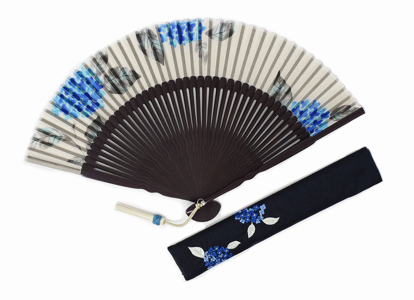 [Стильное Кимоно Ироха] Сайка [Гортензия] Набор веера и кошелька, Женский веер, 21 см