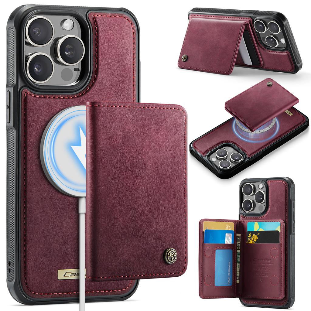 For iPhone 14 Pro Max Magnetic Case CASEME ME80 Series Leather PC TPU Phone Cover with Detachable Wallet