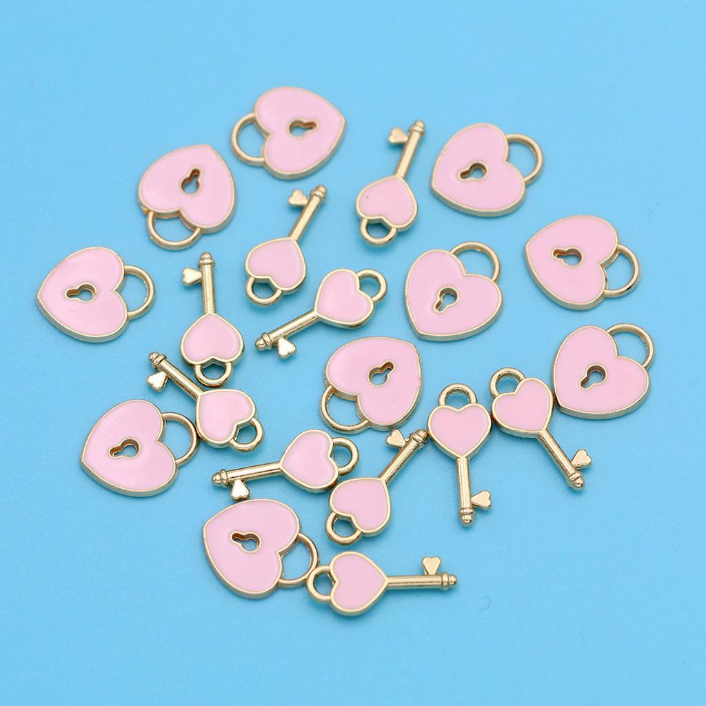 20Pcs Mix Golden Color Lock Key Love Heart Charms For Jewelry Making Diy Necklace Bracelet Accessories Valentine'S Day Gift