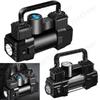 12V 150PSI Mini Air Compressor with Pressure Gauge Heavy Duty Deluxe Portable Metal Air Compressor Dual Cylinder with LED Light