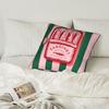 1pc Sardines Wild Caught In Olive Oil Retro Decorative Cushion Cover, Vibrant Pink & Green Striped Design, 100% Polyester