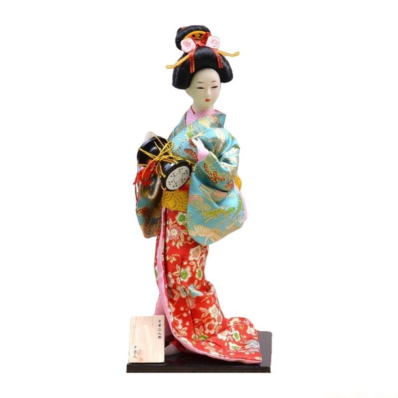 QX2E 30cm Handgefertigte Japanische Geisha Kimono Puppen Figurinen Präsentieren Traditionelle Kultur für Heimdekoration Sammler