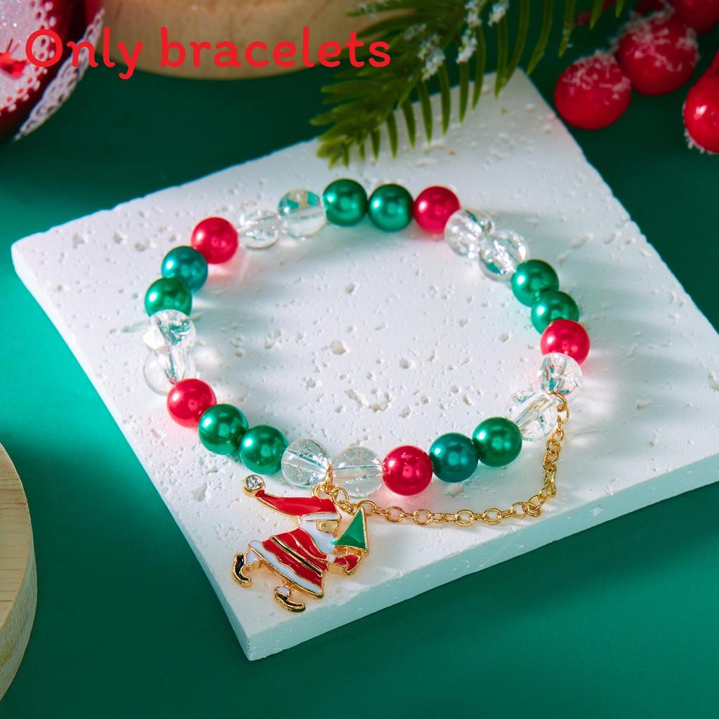 Christmas Themed Beaded Bracelets For Women With Santa And Snowflake Charms Summer