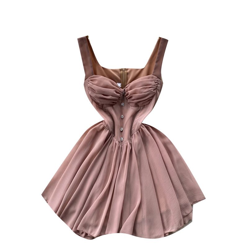 Summer Silm Temperament High Waist Mesh Camisole Pettiskirt