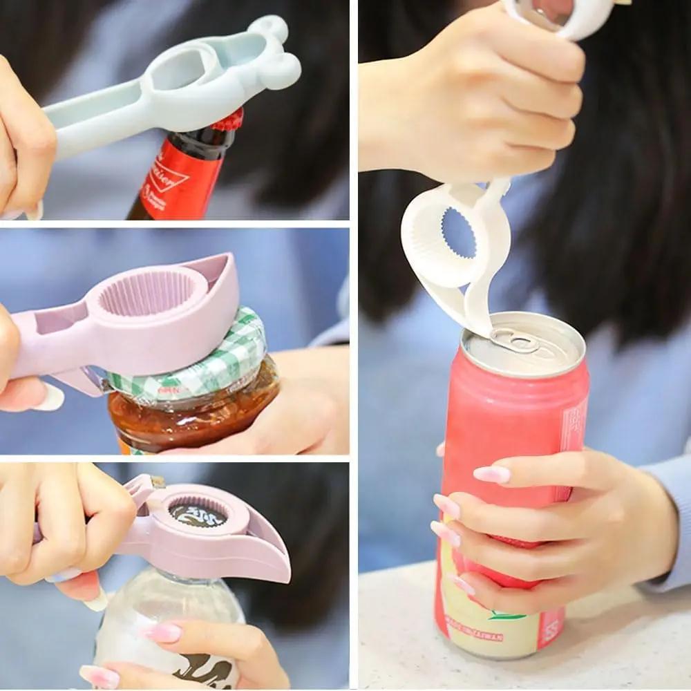 New 4 in 1 Multi Function Bottle Opener,Multi Kitchen Tool for Jelly Jars,Wine, Beer and other Use for Children,Elderly