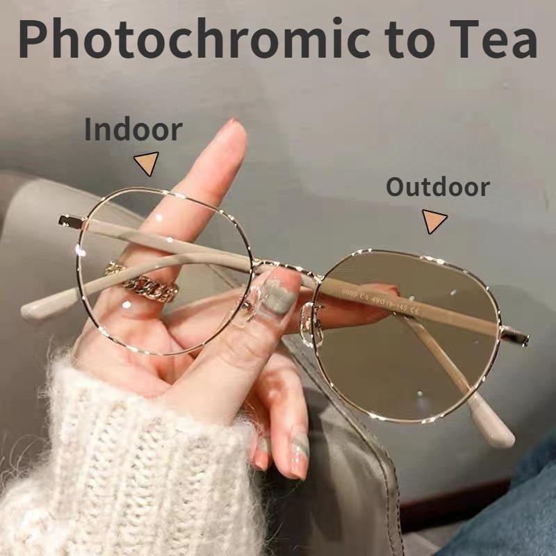 Plamis Pochromic Anti Radiation Metal Computer Glasses Anti Blue Light Eyeglasses For Women/Men