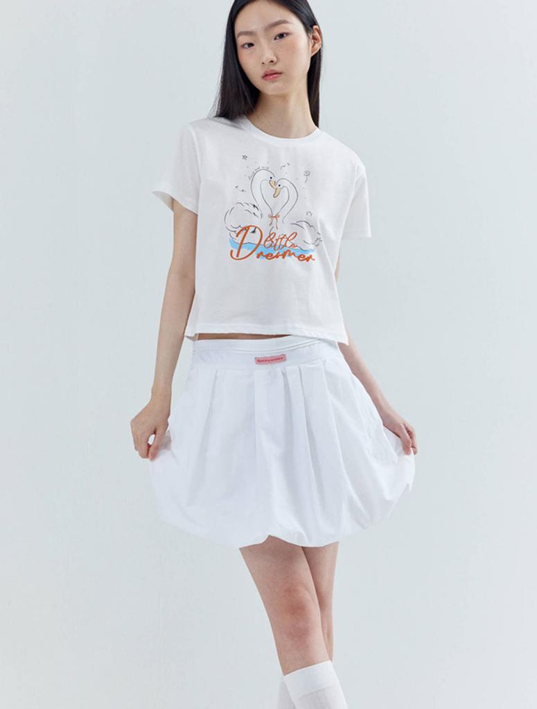 Opening Sunshine Pintuck Balloon Mini Skirt White