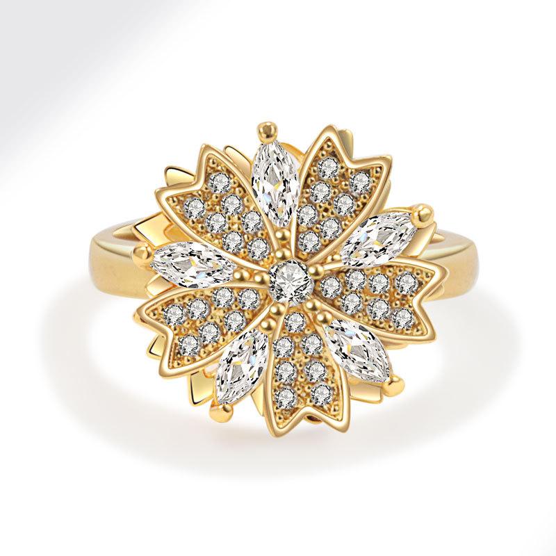 Minimalist Light Luxury Spinning Ring For Women Unique Fashion Personality Rotatable Finger Band Trendy Jewelry Gift