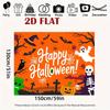 2D Planar Background Banner - Halloween Pumpkin Ghost Pattern Background Fabric, Party Supplies, Photography Background