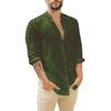 Men's Linen Cardigan Solid Colour Casual Standing Collar Long Sleeve Shirt