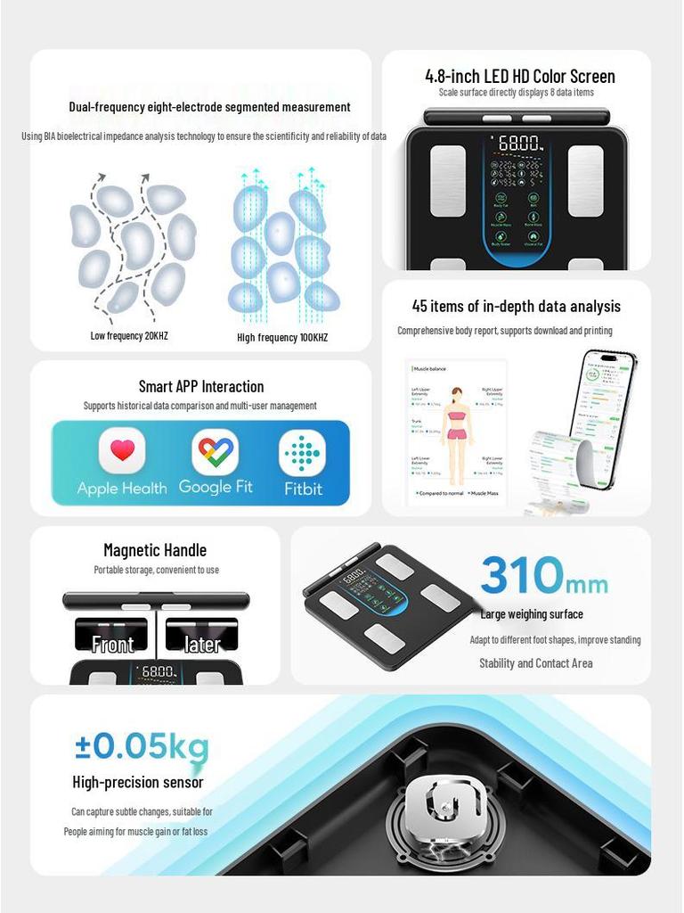 Smart Bluetooth Body Fat Scale with Precise APP Measurement for Fitness and Health