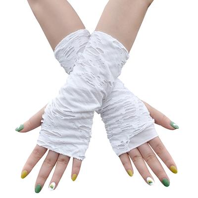 Defekte Schlitzhandschuhe Sexy Gothic Fingerlose Handschuhe Halloween-Handschuhe Lang/Kurz Rissige Löcher Dekor Cosplay-Handschuhe 1-5 Paar