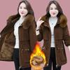 Parker Mid-length Padded Jacket Winter Women's Loose Plus Velvet Padded Jacket Lamb Down Padded Jacket Thickened Jacket