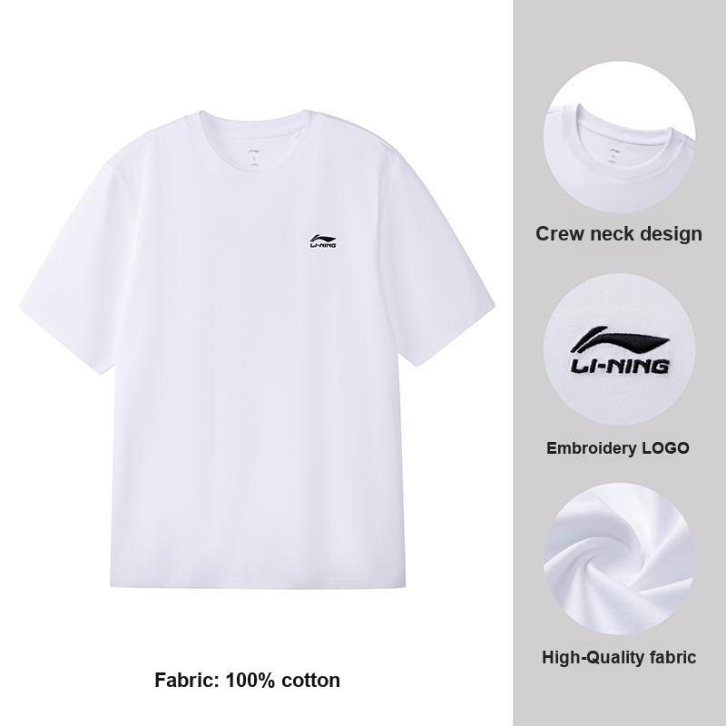 Li Ning Trendiges Klassisches Logo Einfaches Mode Rundhals Freizeit Kurzarm T-Shirt Herren Oberteile AHSW775-2