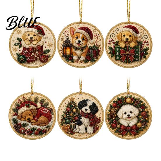 2D Acrylic Santa Flat Holiday Pcs Pearl Christmas Ornaments 6 Art Ornaments Tree Pendant Creative Effect Hanging Decoration for