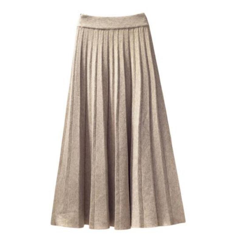 

Жіноча зимова спідниця Однотонна плісирована м’яка завищена талія А-силуету Теплий великий поділ з еластичною талією Жіноча осіння спідниця Жіночий одяг One size абрикосовий