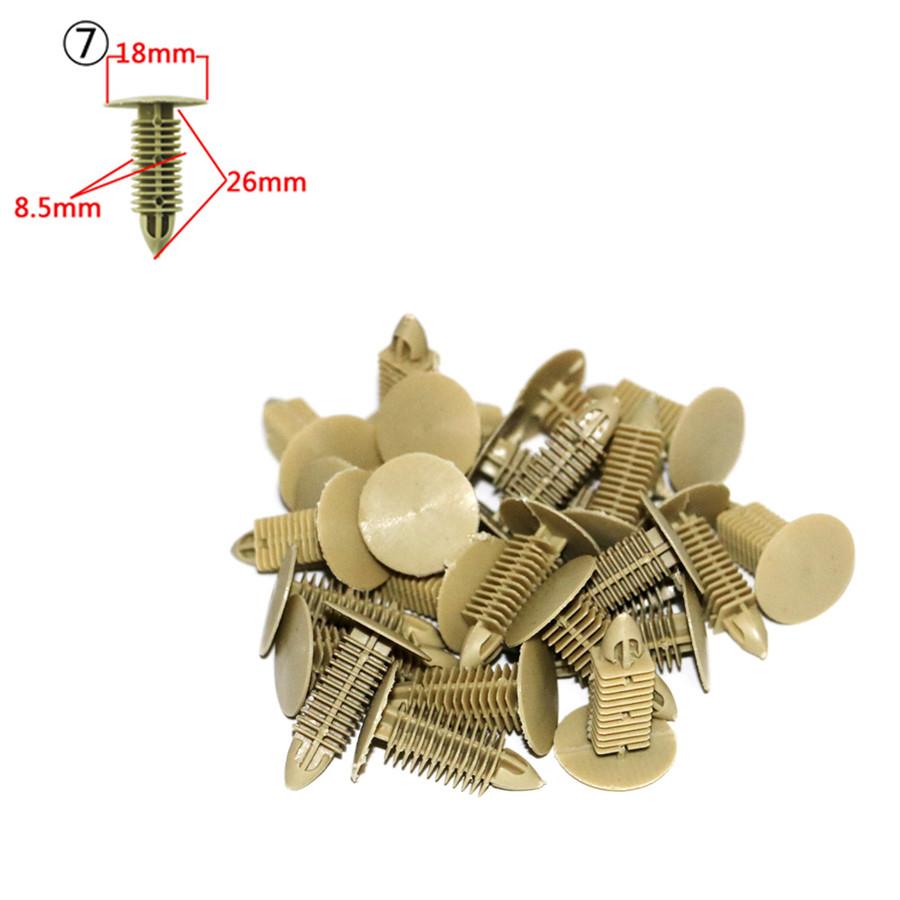 100 ks Smíšené Plastové Klipy Blatníku Auta Dveřní Nýty Zatlačovací Spojky Univerzální