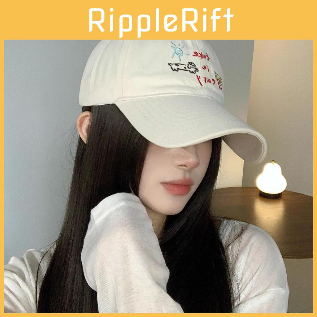 Brim Coconut Wide Tree Puppy Pattern Embroidery Baseball Hat Protection Sun