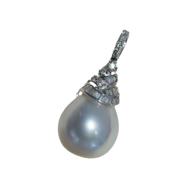 S925 Silver DIY Pearl Pendant Setting for 10-13mm Round Pearls, Fashionable Jade Necklace Accessory