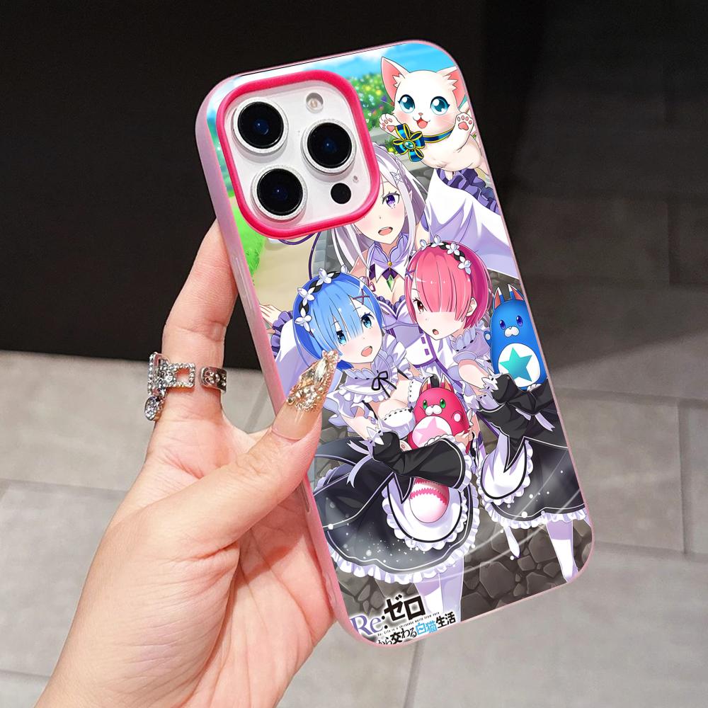 ReZero Rem Ram Jelly Double Layer Rose Red Mobile Phone Case for iPhone 17 16 15 14 13 12 11 Air Pro Max Plus Protective