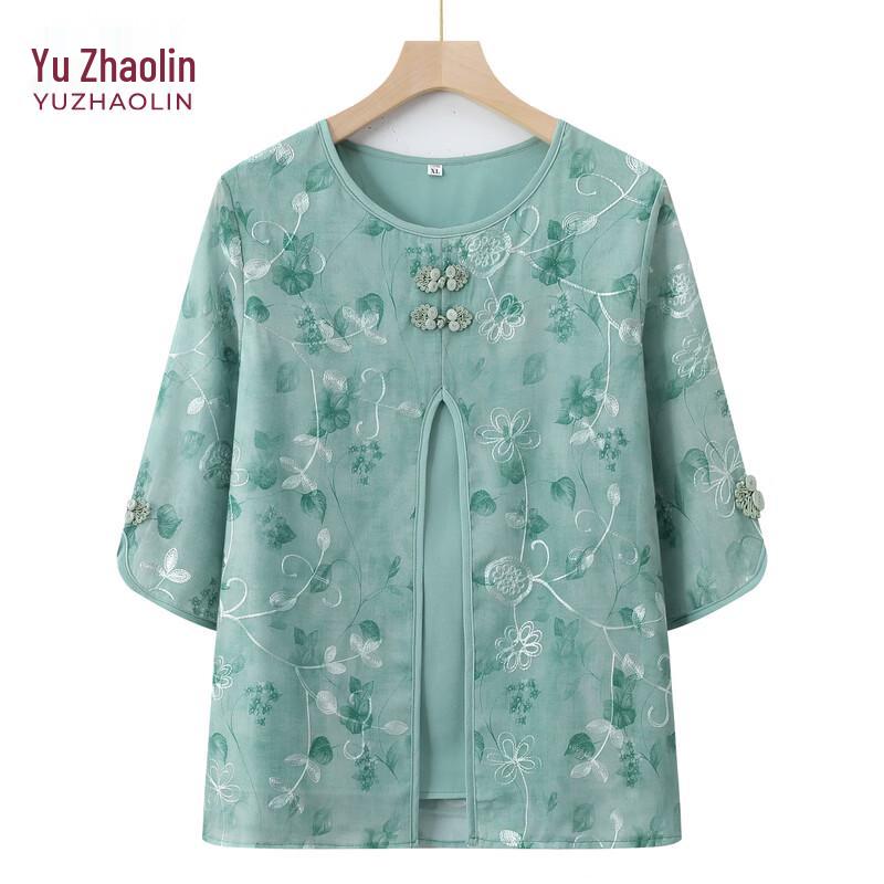 YUZHAOLIN Women s Floral Print Summer T-Shirt 5XL