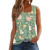 Women's Fashion Casual Basic Pleated Plain Button Square Collar Sleeveless Vest Print Summer Tank Tops