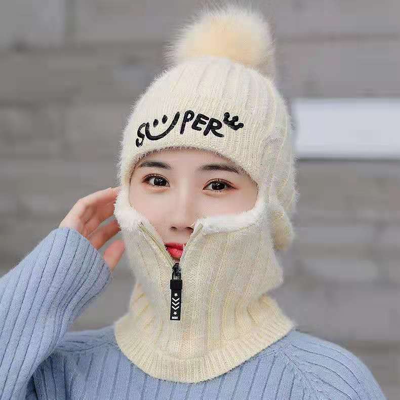 

Winter Plush Knitted Hat Warm Ear Protection Neck Cover Cycling Beanie Thickened Windproof Anti-Cold Running Ski Balaclava Cap хаки
