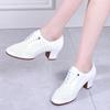 New Latin Dance Shoes Women Hollow Out Leather Women Shoes Ballroom Dance Shoes Closed Toe White Rubber Soles