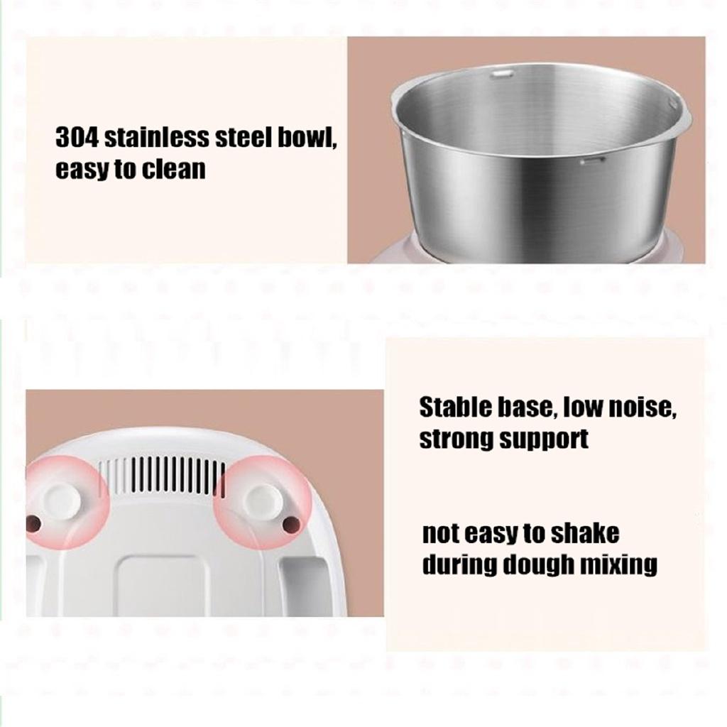 5L Electric Automatic Dough Mixer Fermenting Kneading Machine Stainless Steel Bread Cake Noodle Maker Kitchen 200W