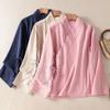 Chinese One Piece Lace Up Cross Collar Women's Hanfu Blouse Improved Tea Spirit Robe Short Sleeved Hanfu