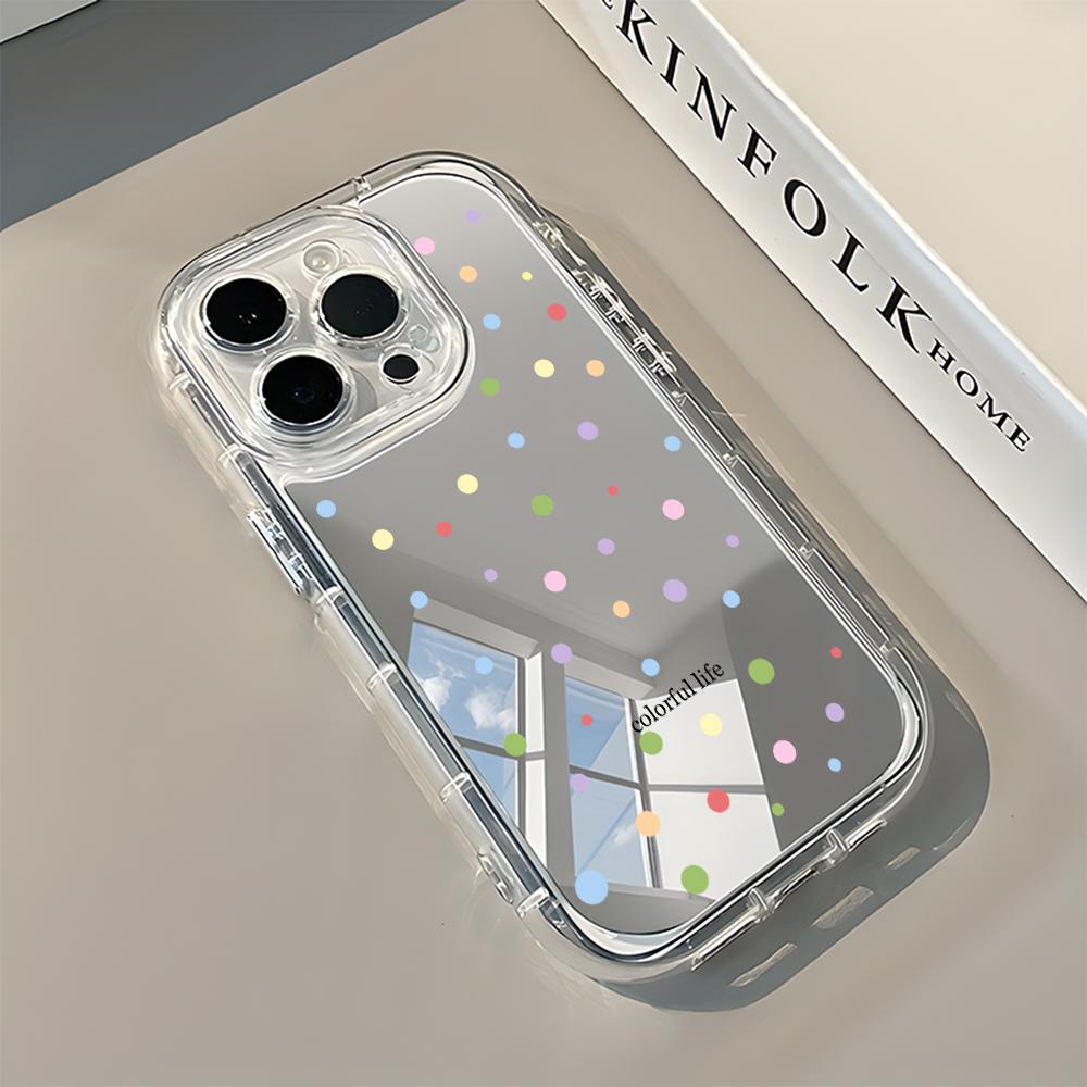 Minimalist Round Dots Pattern Soft Phone Case For iPhone 11 12 13 14 15 16 17 Pro Max 17 Air X XR XS 7 8 Plus Mirror Back Cover