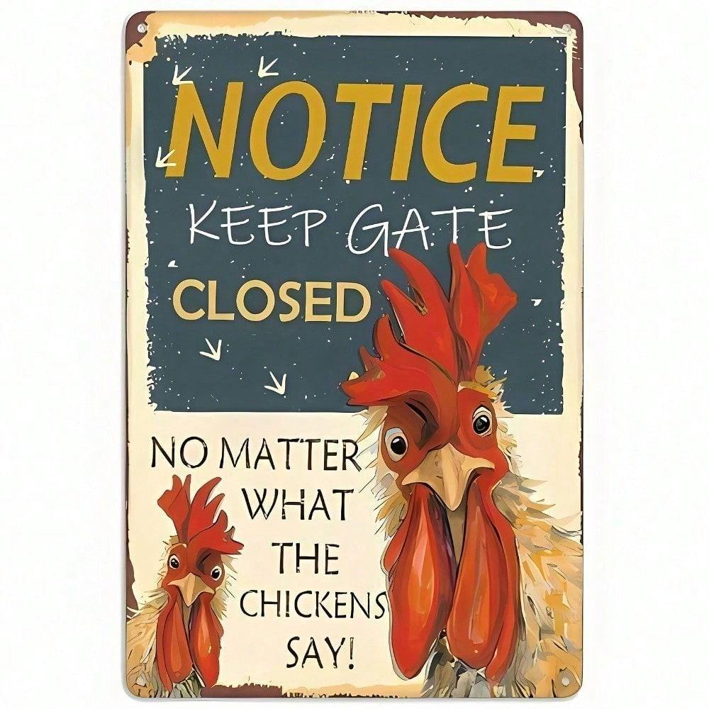 Metal Poster Rooster Wall Art, Farmhouse Kitchen Decoration, Rustic Style Home Decor