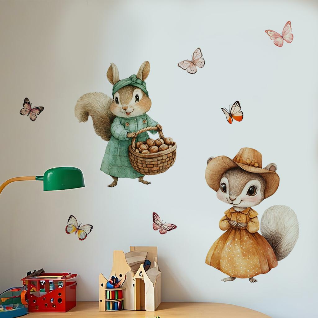 Tree Cartoon Animal Dinosaur Butterfly Wall Stickers, Living Room Bedroom Kids Room Decor, Self-Adhesive Wall Art