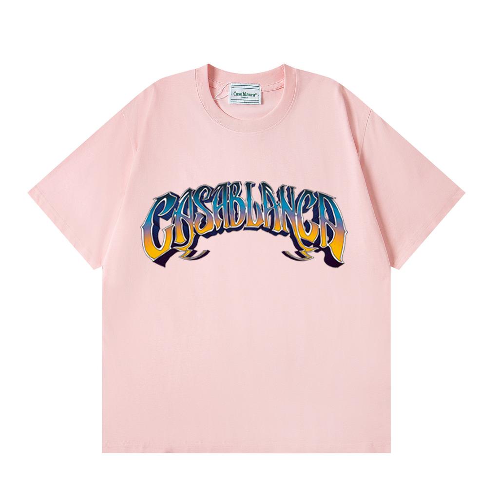Grenzüberschreitend auf Lager exklusiv Casablanca Doppelgaze reine Baumwolle Unisex T-Shirt Hip-Hop lässig Kurzarm locker Rundhals