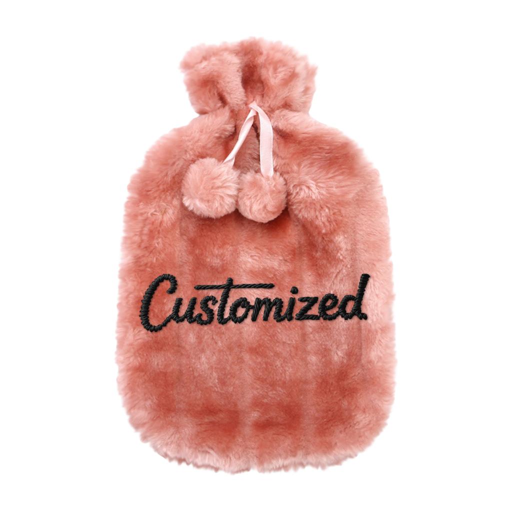 Personalized Custom Embroidered Text BS Rubber Hot Water Bottle Plush Cloth Cover Imitation Cloth Cover Hand Warmer Hot Water Bottle