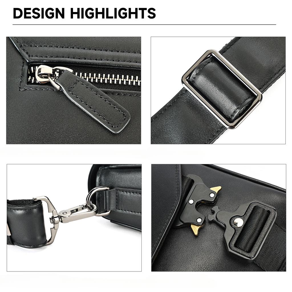 Single-shoulder Bag Trendy and Fashionable Men's Crossbody Bag Multi-functional Crossbody Bag with Snap Fasteners