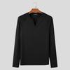 INCERUN Men V Neck Long Sleeve Rib Casual Skinny Tops T-shirts Undershirts