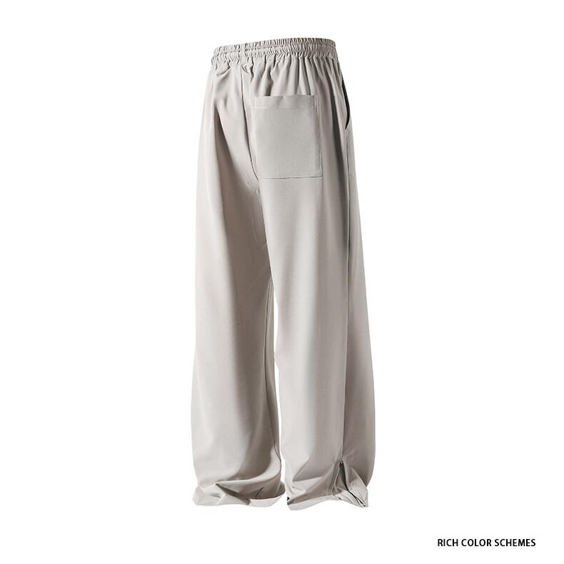 Fashion Zipper Design Trouser Legs Casual Pants Men's Solid Straight Elastic Waist Trousers Simple Boot Cut Daily Pants