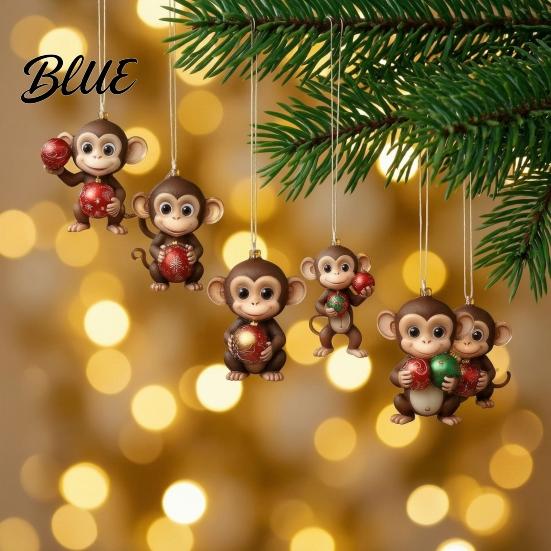 Cartoon Monkey Decor Christmas Advent Calendar 24 Days Countdown Calendar with 2D Acrylic Tree Decoration Ornament Funny Animal Xmas Hanging