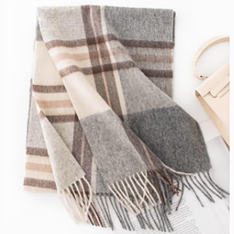 DayApril Women's Thickened Plaid 100% Wool Scarf