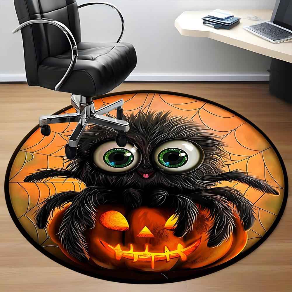 1PC Halloween Spider Office Round Area Rug, Mat Suitable For Office, Under Office Chairs Bedroom Living Room Home Decor, Room Deco