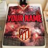 Custom Name,Atlético Madrid Printed Flannel Blanket, soft throw for bedroom sofa, washable, Christmas present, great gift.